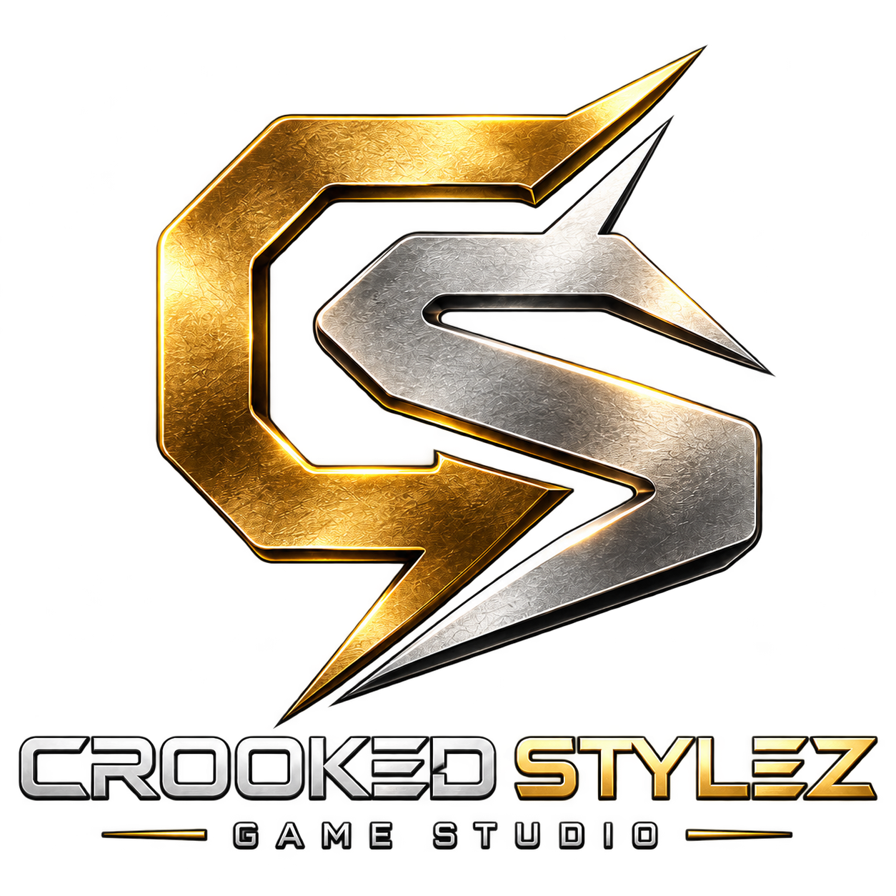 The official Crooked Stylez Game Studio gold and silver logo